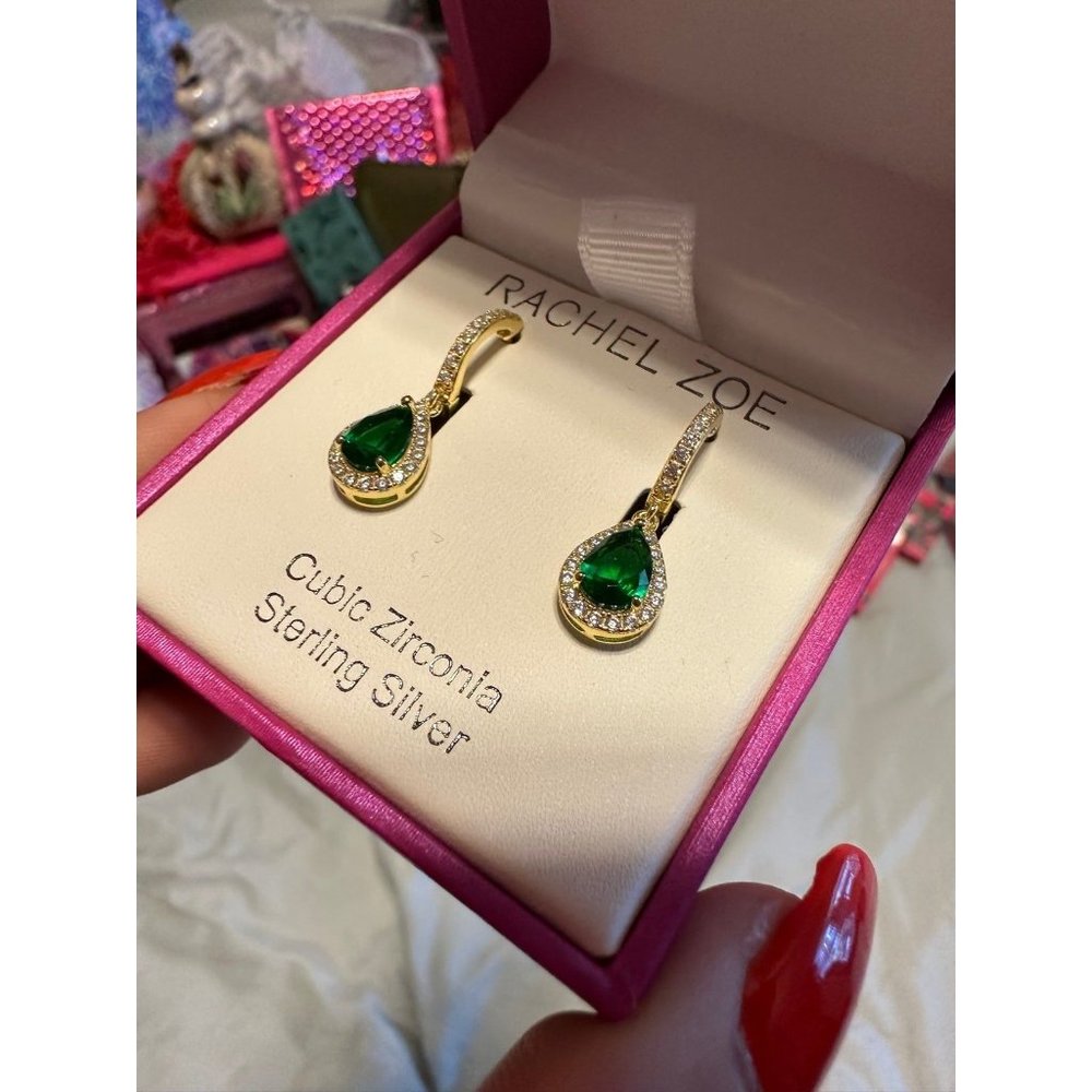 Rachel Zoe emerald green cz earrings